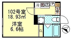 京成押上線 四ツ木駅 徒歩2分の賃貸アパート 1階1Kの間取り