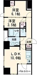 ザ・ライオンズフォーシア町屋 11階2LDKの間取り