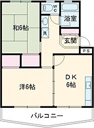 スロープトンハイツ 4階2DKの間取り