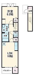 コンフォート2 1LDKの間取図画像