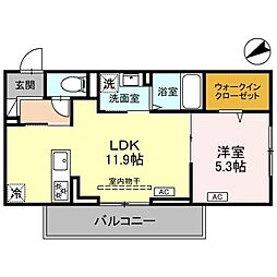 フェリーチェ　MAEBASHI 2階1LDKの間取り