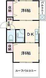 山十マンション 4階2DKの間取り