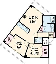 I-PLACE東垣内 404 4階2LDKの間取り