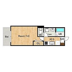 ジーメゾン所沢下安松アリア 2階1Kの間取り