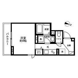 ベルウェル亀岡 1階ワンルームの間取り