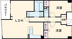 パインフィールド五条 3階2LDKの間取り