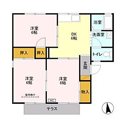 セジュール千木良　Ｈ 1階3DKの間取り