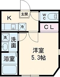 Chum Aoto 2階1Kの間取り