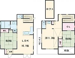 寺田戸建 1階3LDKの間取り