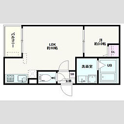 Jack sunashindenI 1階1LDKの間取り
