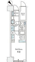 リテラス西日暮里 13階ワンルームの間取り