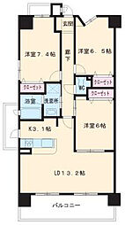 プロシード新瑞橋 5階3LDKの間取り