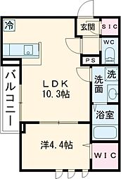 東武伊勢崎線 東向島駅 徒歩9分の賃貸アパート 2階1LDKの間取り