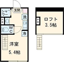 ハーモニーテラス板橋宮本町 1階ワンルームの間取り