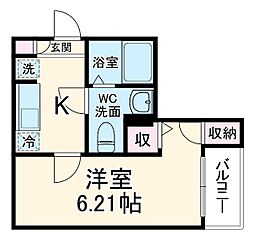 北坂戸ヒルズ 1階1Kの間取り