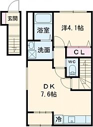 アルデバラン348 2階1DKの間取り