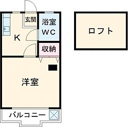 セレソローサC 1階1Kの間取り