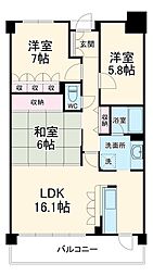 リグランド青葉台 2階3LDKの間取り