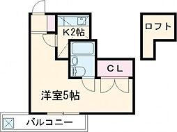 コエル第3ビル 4階1Kの間取り