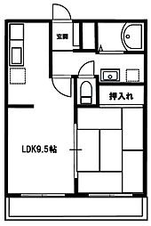 パナハイツ深津C 2階1LDKの間取り