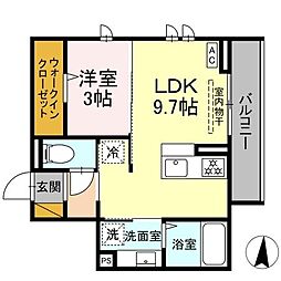 メゾングレイス 3階1LDKの間取り