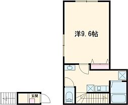 Olive Terrace高ヶ坂 2階1Kの間取り