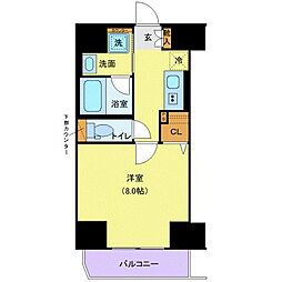 ジェノヴィア上野IIIスカイガーデン 4階1Kの間取り