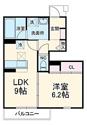 フローラ 1階1LDKの間取り