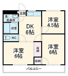 グリーンヒルタカハシ 2階3DKの間取り