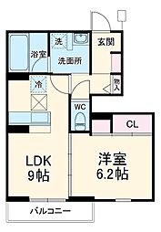 フローラ 1階1LDKの間取り