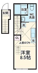 シャテーニュ東林間 2階ワンルームの間取り