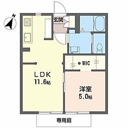 名鉄豊川線 八幡駅 徒歩12分の賃貸アパート 1階1LDKの間取り