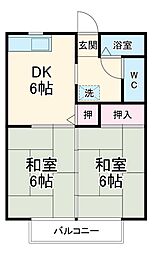 高須ハイツ 1階2DKの間取り