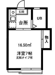 コーポサクマ 2階1Kの間取り