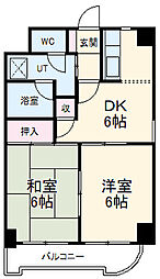 JR中央本線 新守山駅 徒歩9分の賃貸マンション 7階2DKの間取り