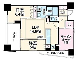 京急本線 横須賀中央駅 徒歩4分の賃貸マンション 5階2SLDKの間取り