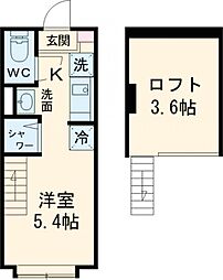 ル・ブラン小岩 2階ワンルームの間取り