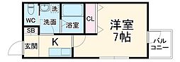 T’sTERRACE Ishibashi WEST 1階1Kの間取り