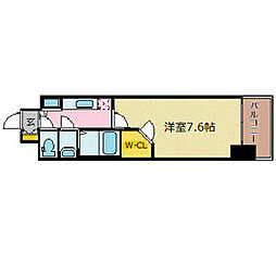 プレサンス栄ライズ 12階1Kの間取り