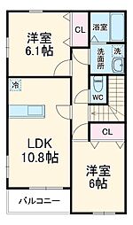 paloude 2階2LDKの間取り