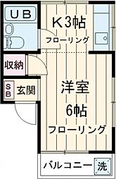 コーポマツモト 2階1Kの間取り