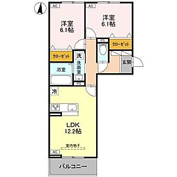 JR高崎線 高崎駅 徒歩20分の賃貸アパート 2階2LDKの間取り