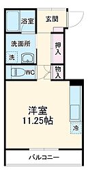 中舛竹田荘 2階ワンルームの間取り