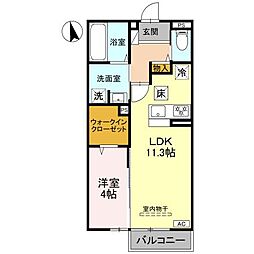 リュミエール太田 102 1階1LDKの間取り
