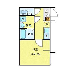 URBAN LUXE 2階1Kの間取り