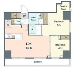 Alivis東京尾久 6階2SLDKの間取り