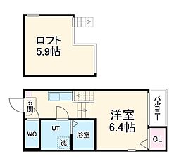 アーバンテラス浮島町S 1階1Kの間取り
