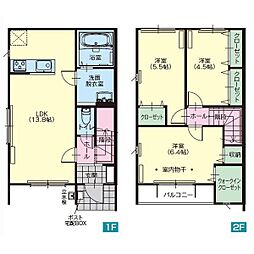 クレスト・ヒル　C 1階3LDKの間取り