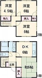 クオーレ鴨宮Ｇ 1階4DKの間取り