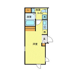 フィオーネ東尾久 2階ワンルームの間取り